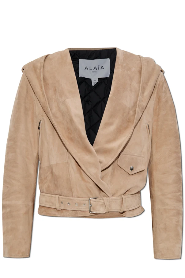 BEIGE Wildlederjacke mit Kapuze