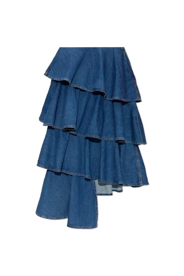 BLUE Denim skirt with ruffles
