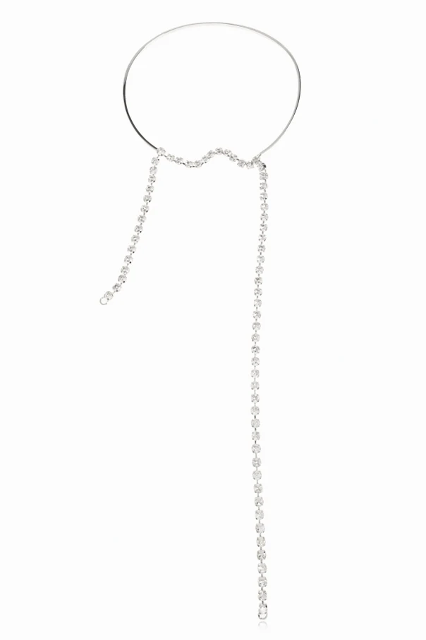 SREBRNY Chocker z połyskującymi kryształami