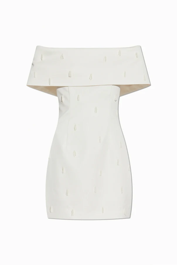 kremowy Sukienka z aplikacjami