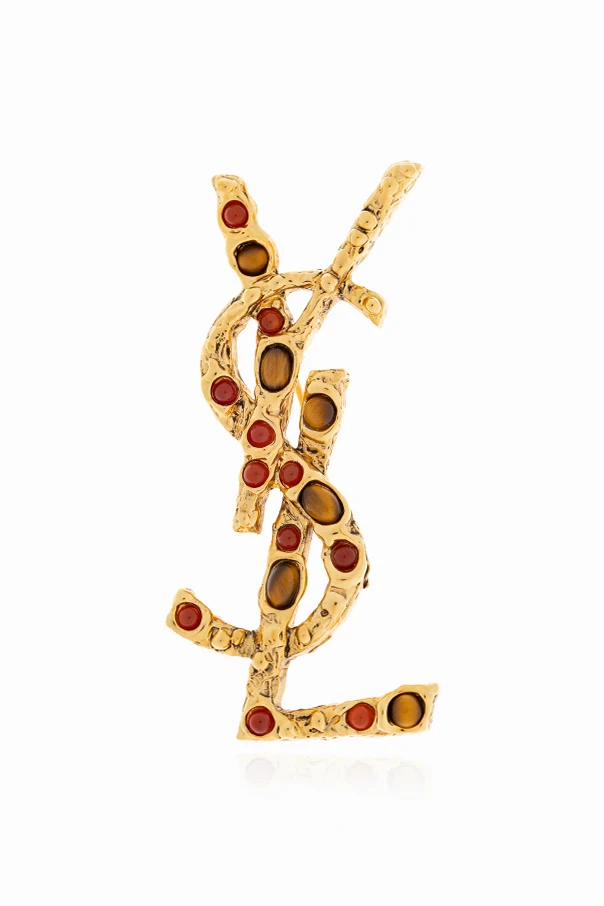 GOLD Brosche mit Steinen