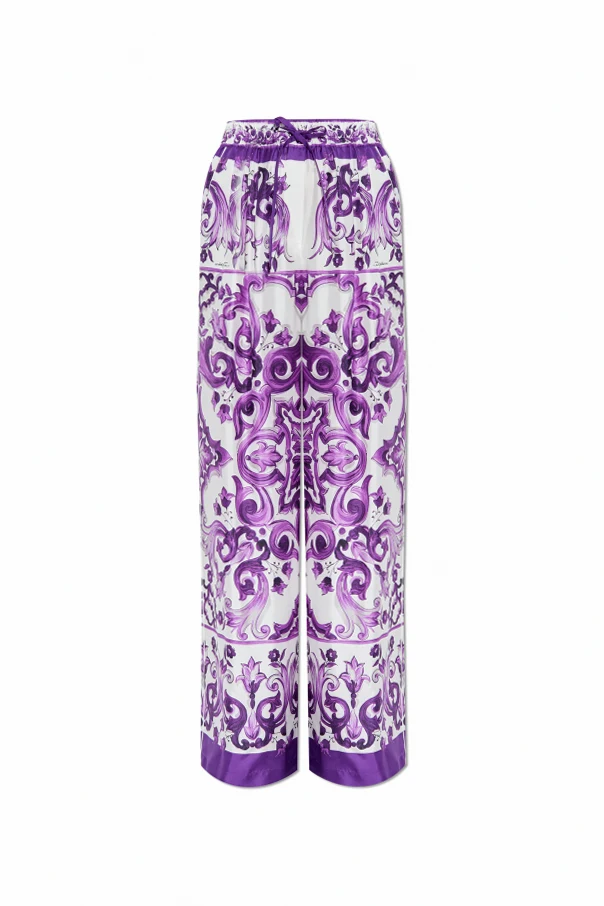 LILA Seidenhose mit "Majolica"-Print