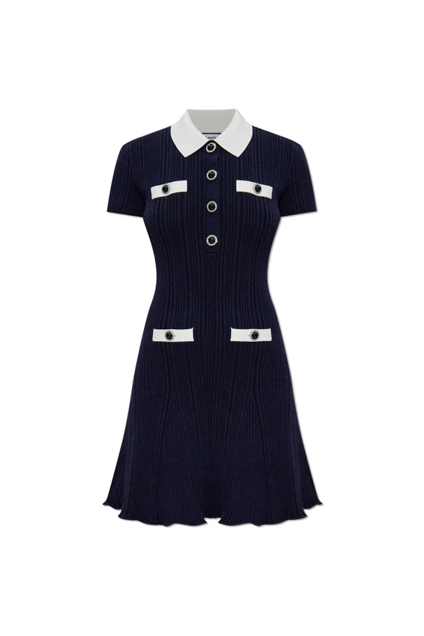 NAVY BLUE Ribbed dress with pockets