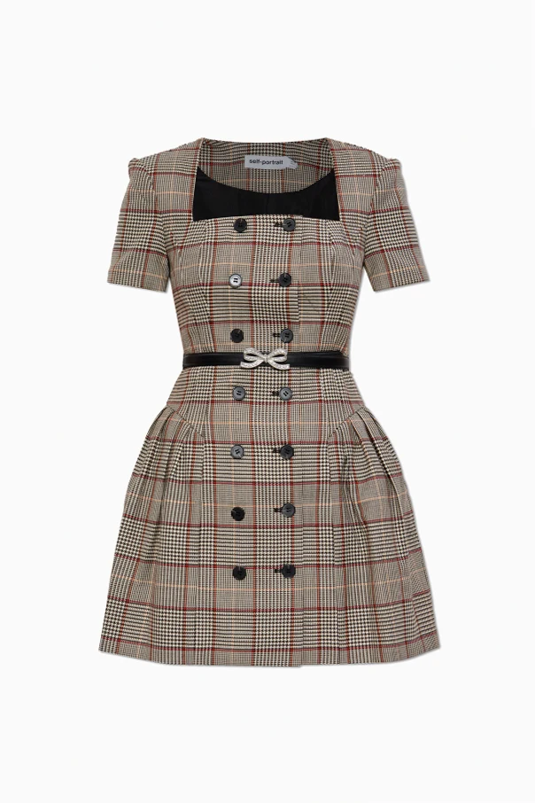 BROWN Dress with a check pattern