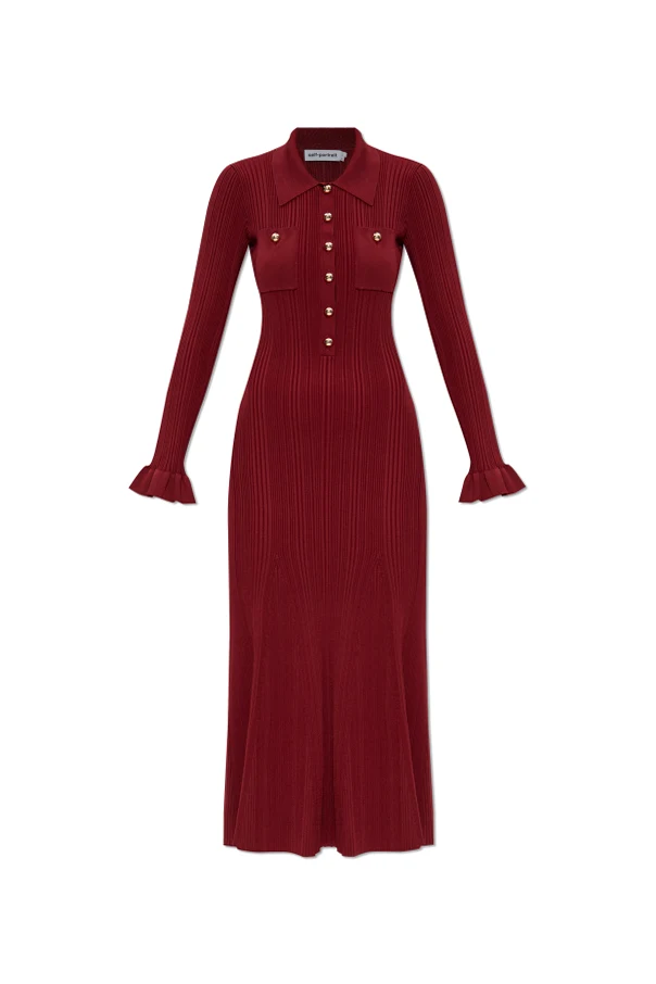 BURGUNDY Ribbed dress with pockets