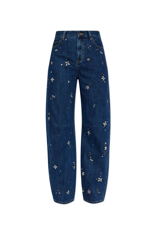 NAVY BLUE Jeans with shimmering appliqués
