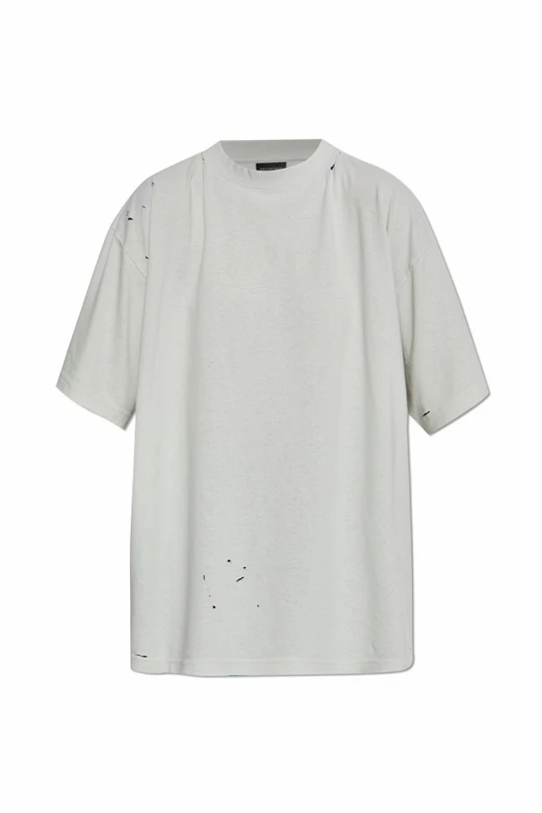 SZARY T-shirt z efektem `vintage`