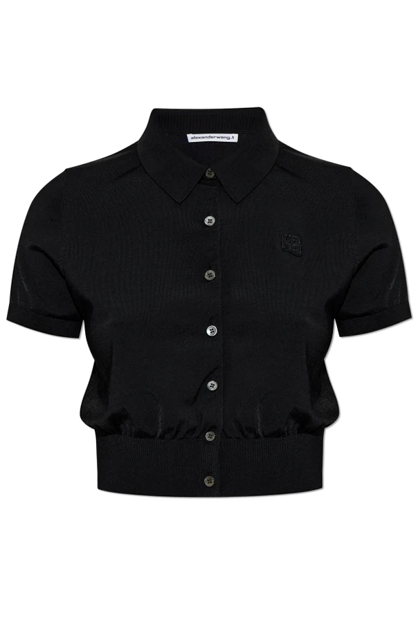 SCHWARZ Strickjacke mit kurzen Ärmeln