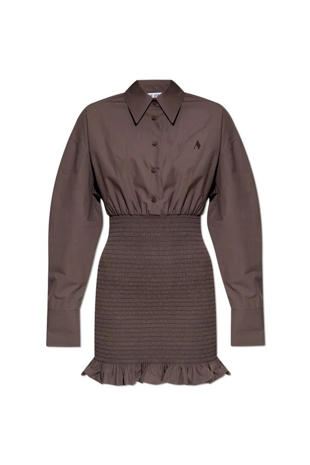 BRAUN Geripptes Kleid mit Raffung