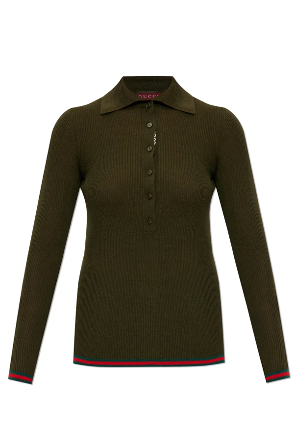 ZIELONY Prążkowane polo