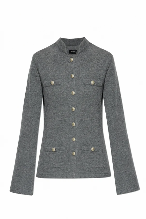 SZARY Wełniany kardigan