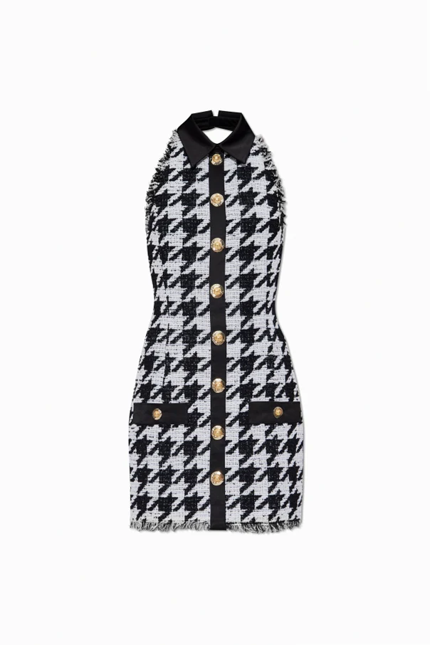 SCHWARZ Kleid mit Hahnentrittmuster