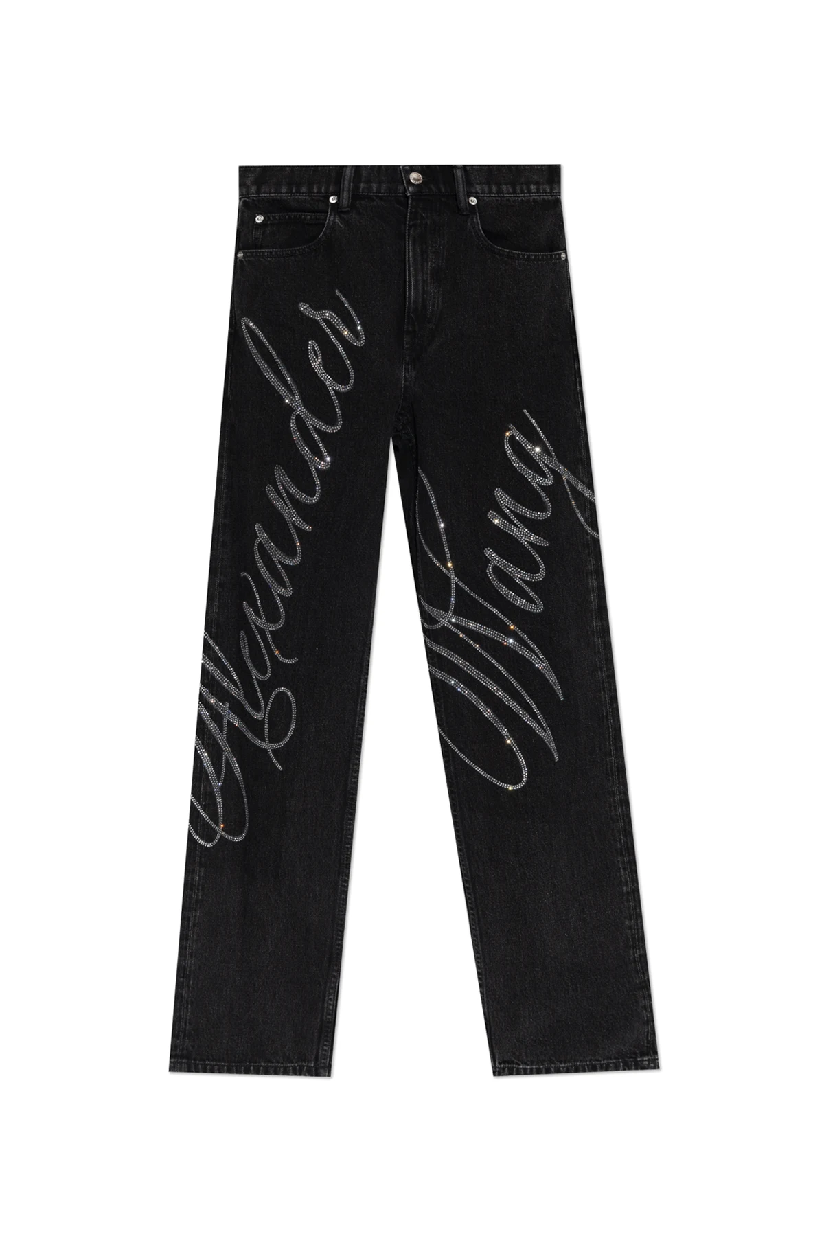 Jeans mit einem mit Kristallen veredelten Logo