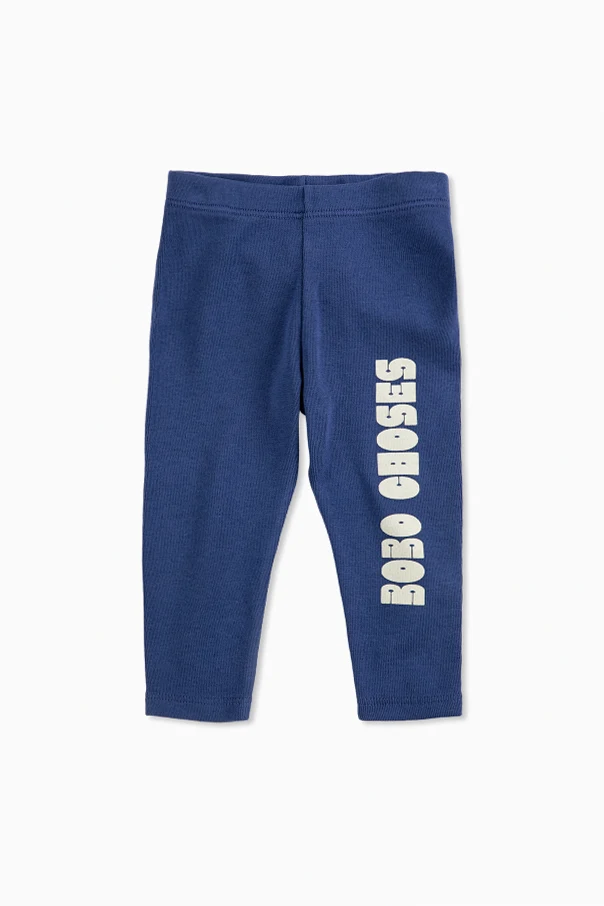 NAVY BLUE Leggings with printed logo