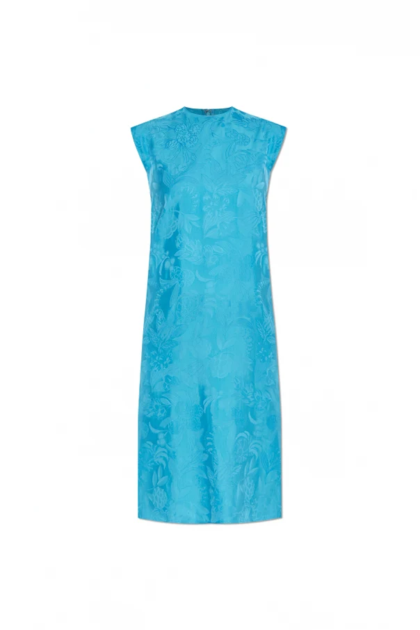 BLAU Kleid mit Seidenbesatz
