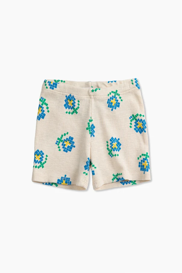 kremowy Krótkie legginsy z motywem kwiatowym
