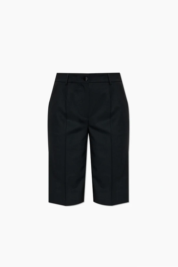 SCHWARZ Bundfalten-Shorts