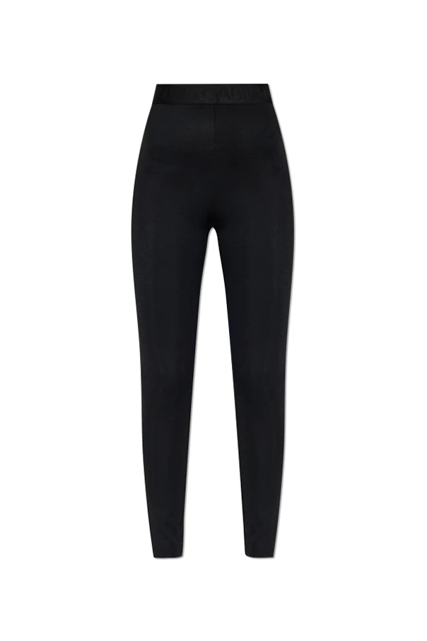 CZARNY Leginsy z logo