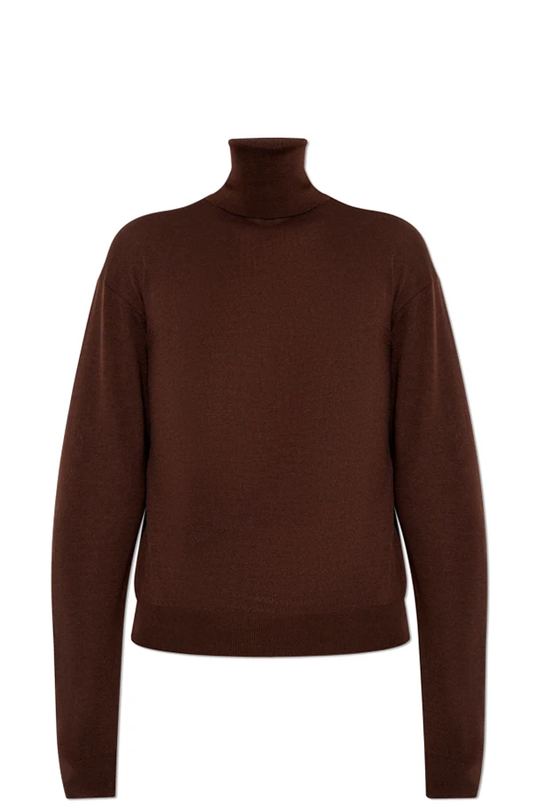 BRĄZOWY Wełniany golf