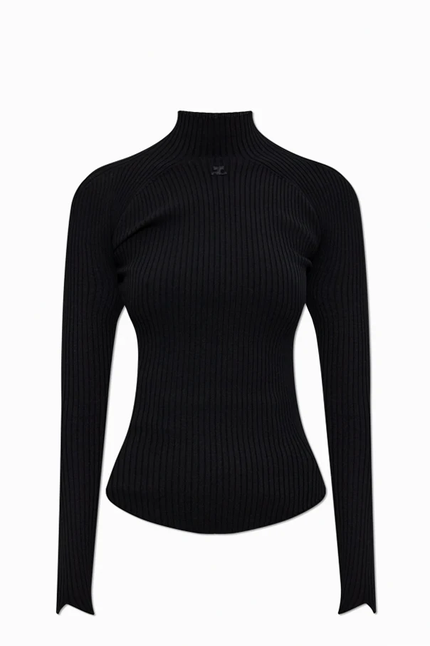 SCHWARZ Rollkragenpullover mit Logo