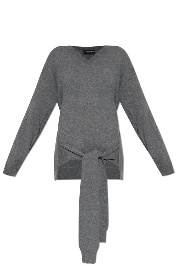 GRAU Pullover mit Bindung