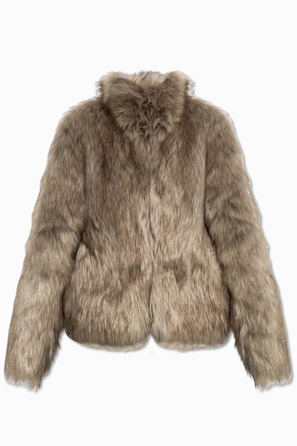 BEIGE Kurzer Mantel aus Kunstfell