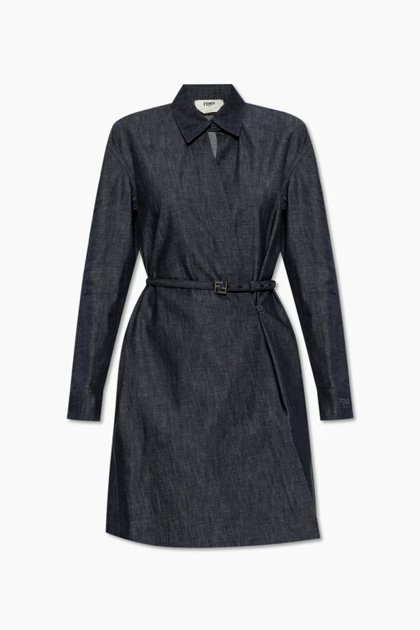 MARINEBLAU Jeanskleid mit Gürtel