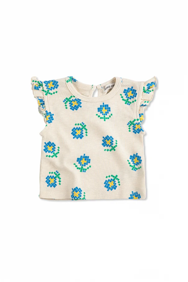cream Floral patterned top