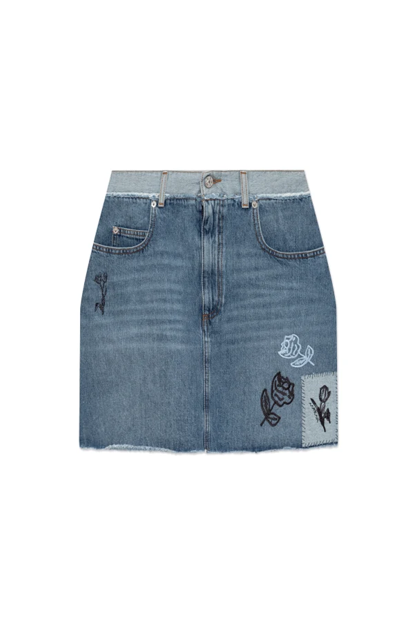 BLAU Kurzer Jeansrock mit Logo