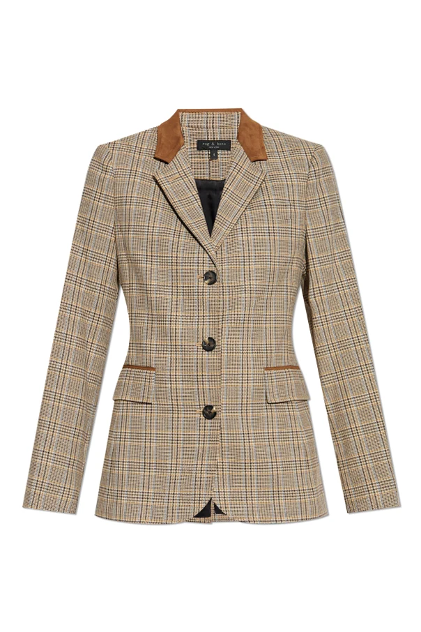 beige Checked pattern blazer