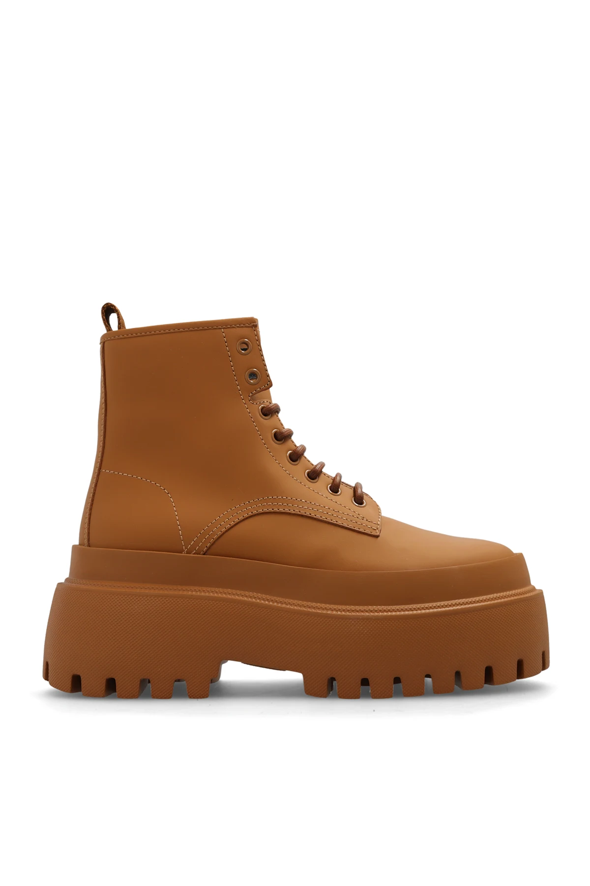 Skórzane botki na platformie