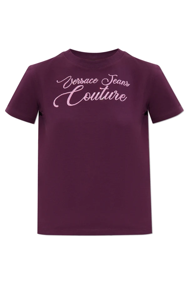 BURGUNDY T-shirt with shimmering appliqués