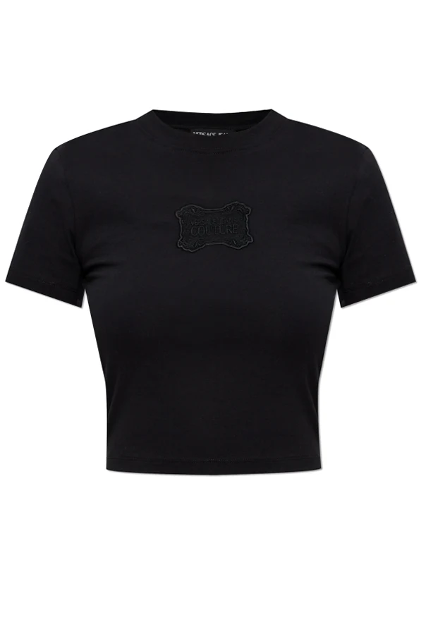 BLACK T-shirt with embroidered logo