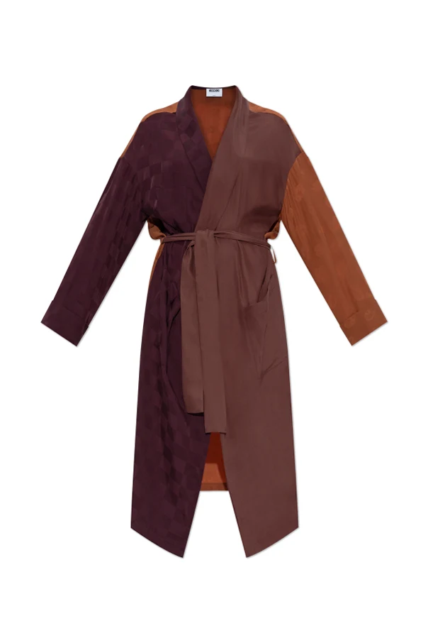 BRĄZOWY Kimono z paskiem