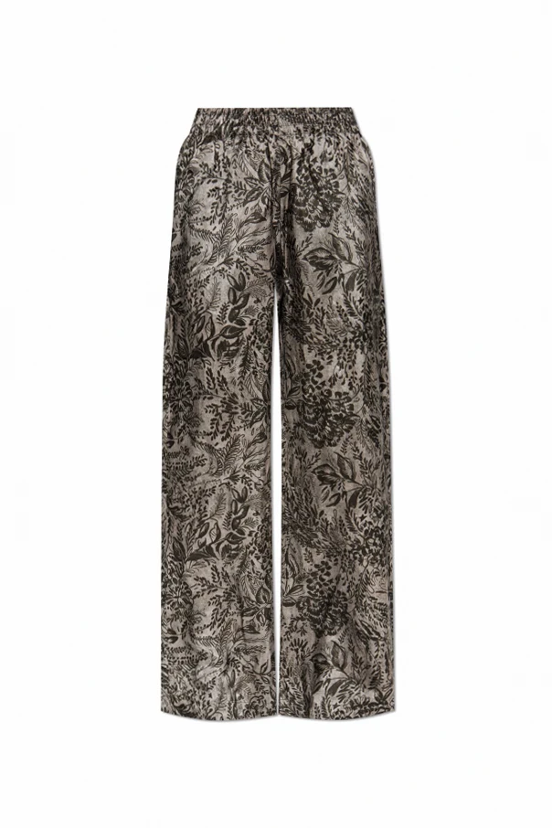 GREY Pants with a botanical motif