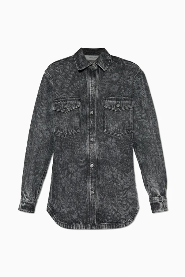 GREY Denim shirt with floral motif