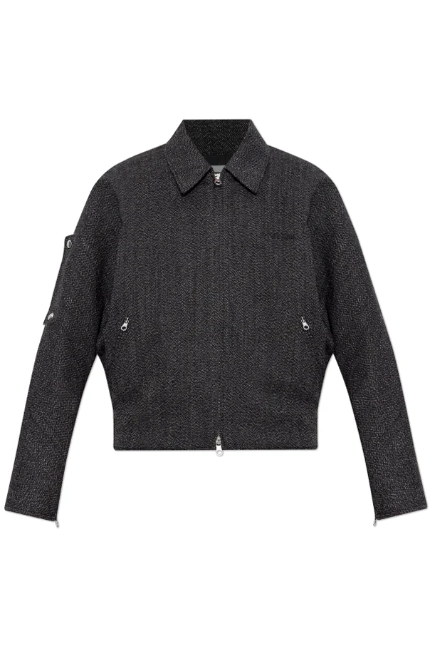 CZARNY Wełniana kurtka