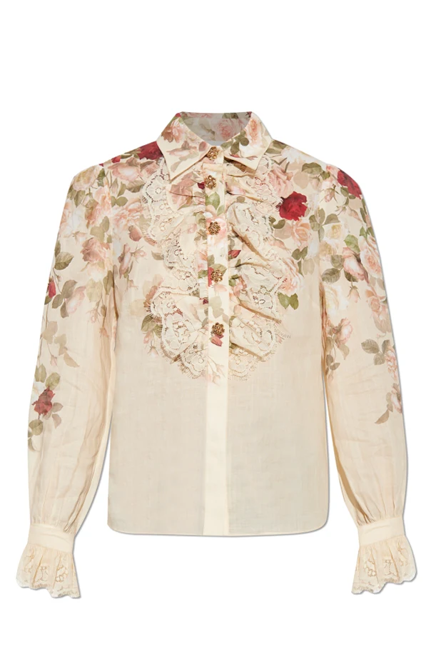 CREME Hemd mit Blumenmuster