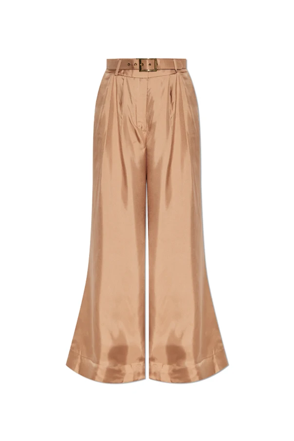 BEIGE Seidenhose mit weitem Bein