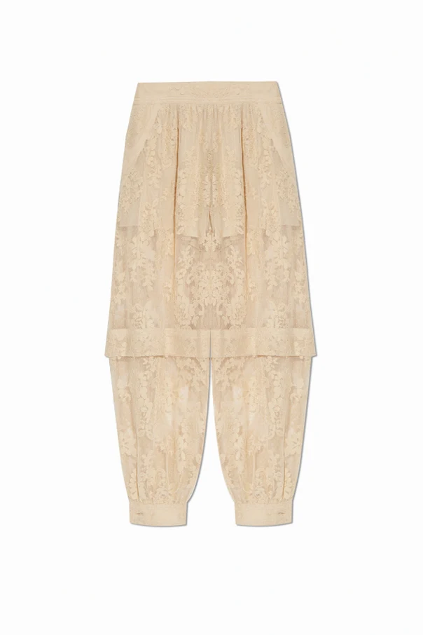 BEIGE Weite Spitzenhose