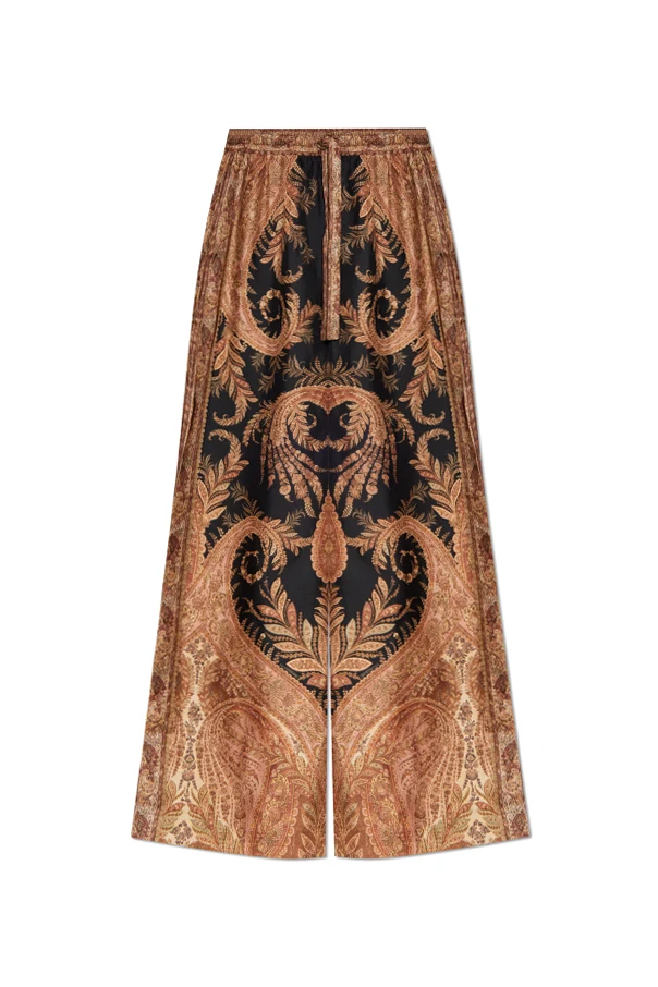 BEIGE Seidenhose mit weiten Beinen