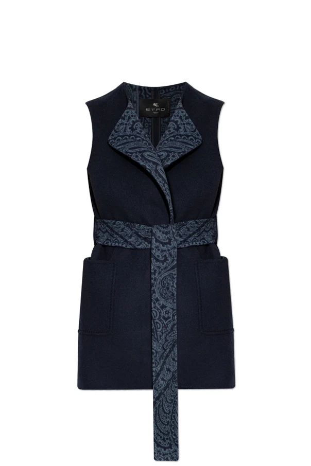 MARINEBLAU Wollweste mit Gürtel