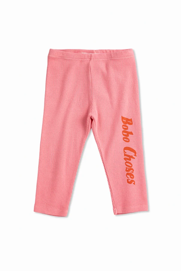 PINK Ribbed leggings with logo