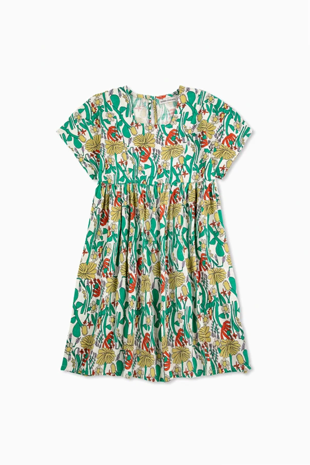 GREEN Dress with floral motif