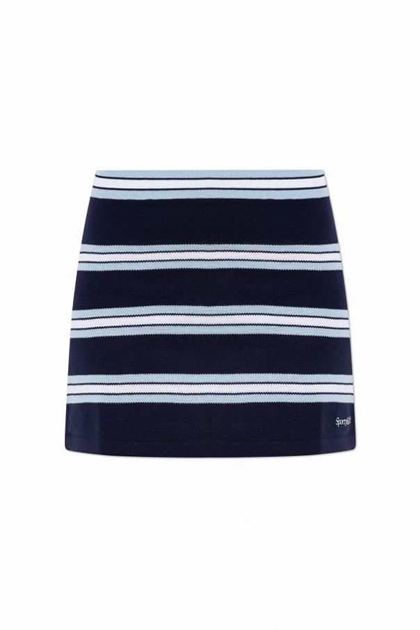 GRANATOWY Spódnica ze wzorem w pasy