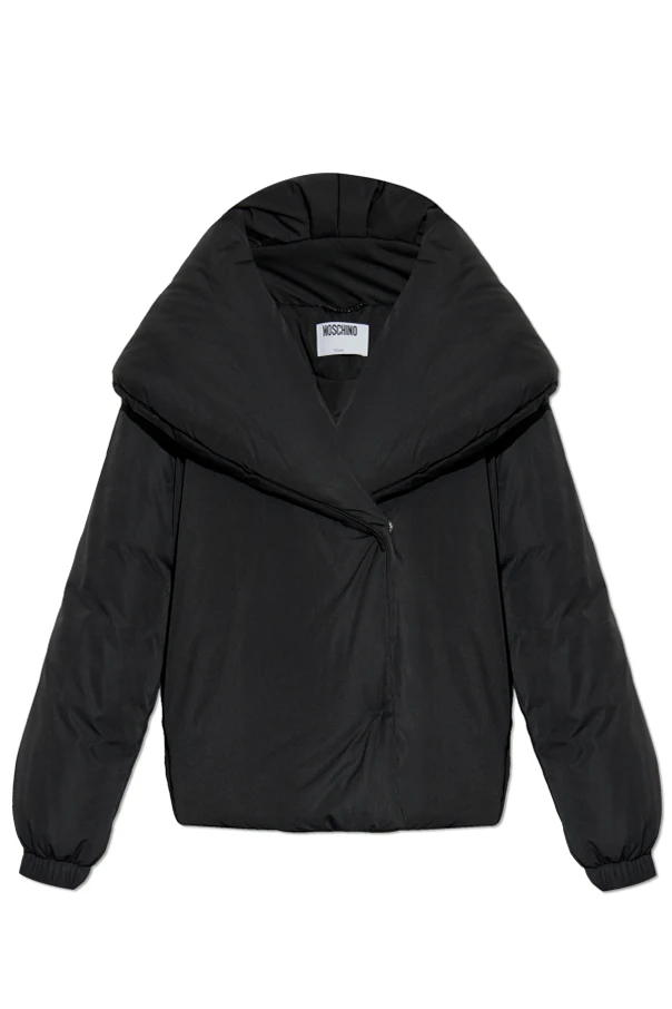 SCHWARZ Gefütterte Jacke mit breitem Kragen