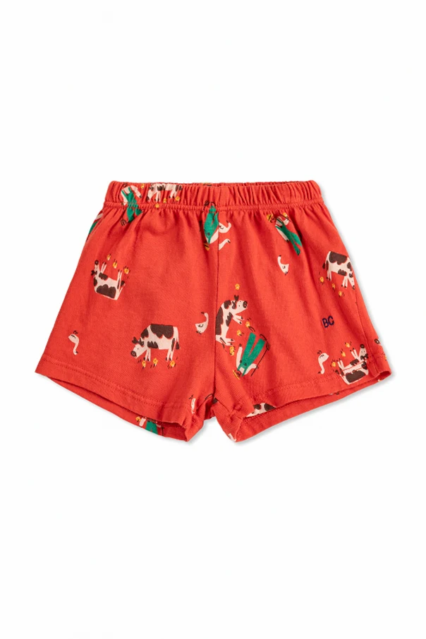 RED Cotton shorts with print