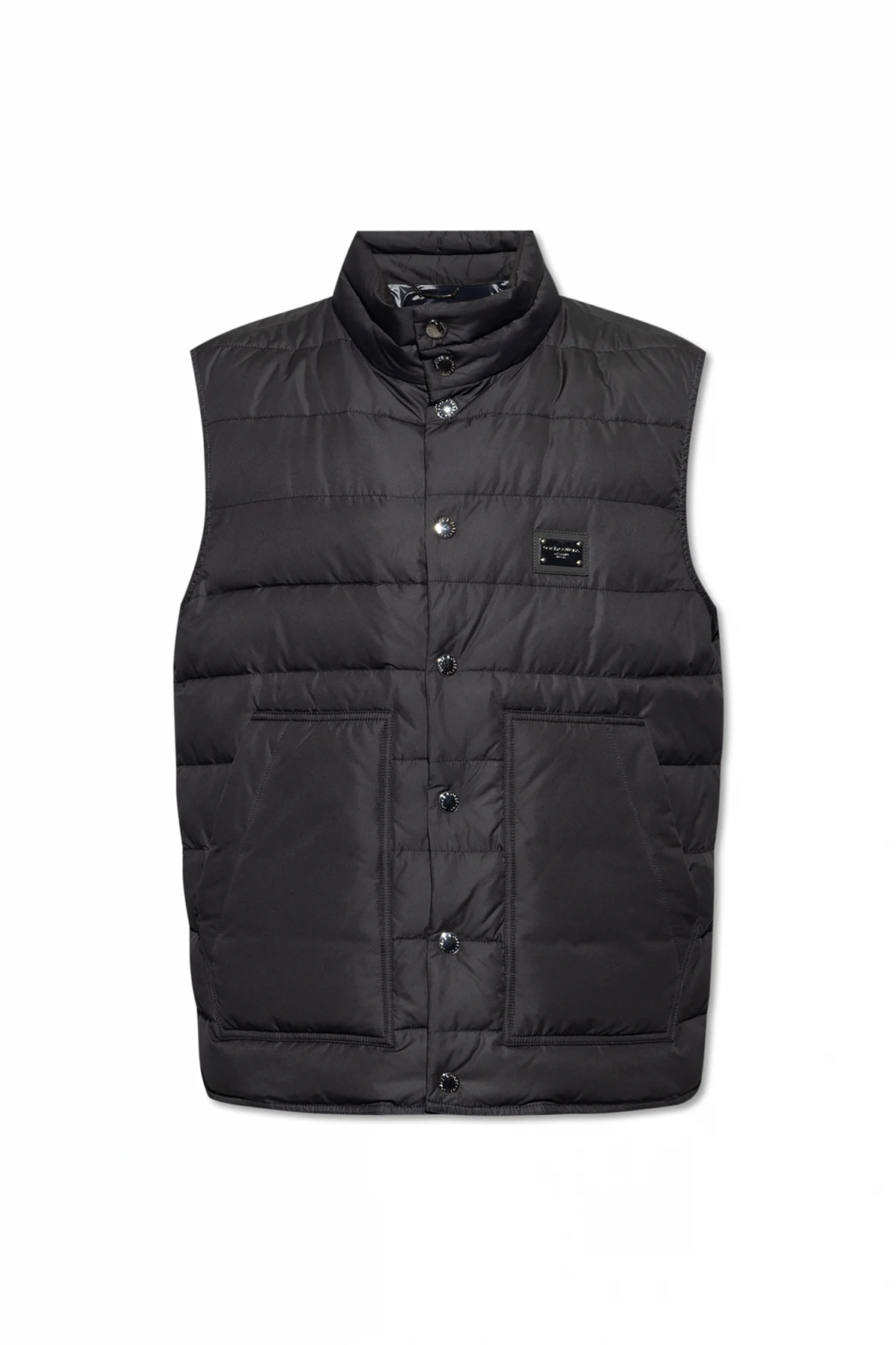BLACK Quilted vest with logo