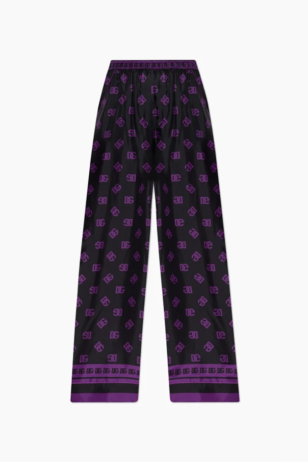 SCHWARZ Seidenhose mit Monogramm