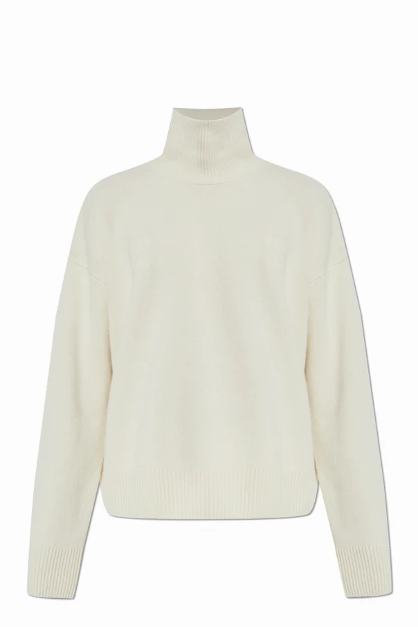 cream Wool turtleneck with logo